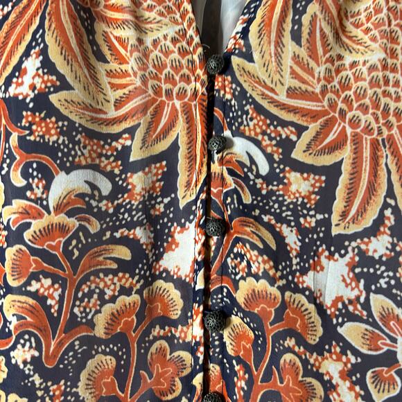 Pilcro Anthropologie Button Down Blouse Women’s XXS Bohemian Whimsical Orange - Picture 6 of 10